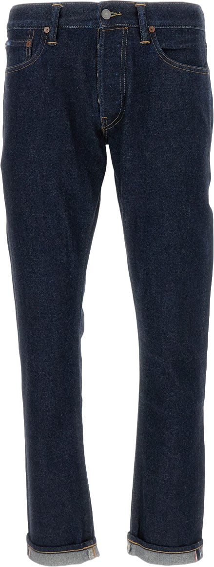 Ralph Lauren Sullivan Slim Fit Jeans With Five-Pocket Design And Leather Patch Blauw