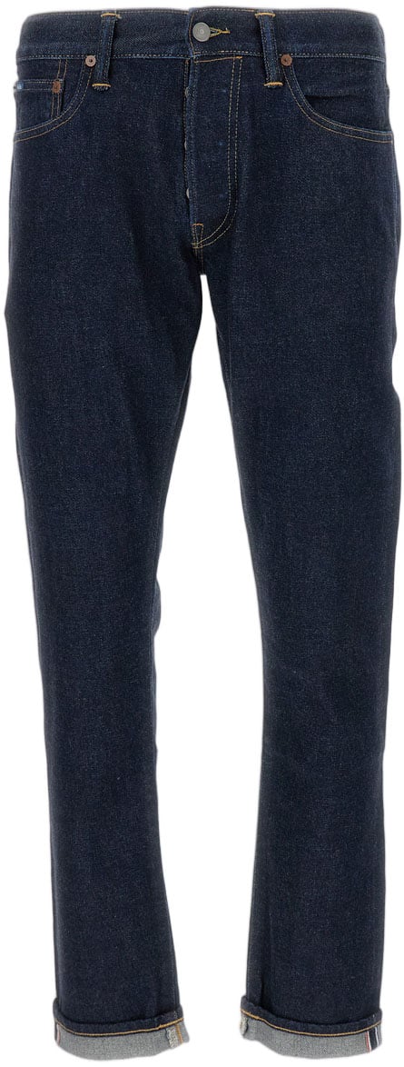 Ralph Lauren Sullivan Slim Fit Jeans With Five-Pocket Design And Leather Patch Blauw