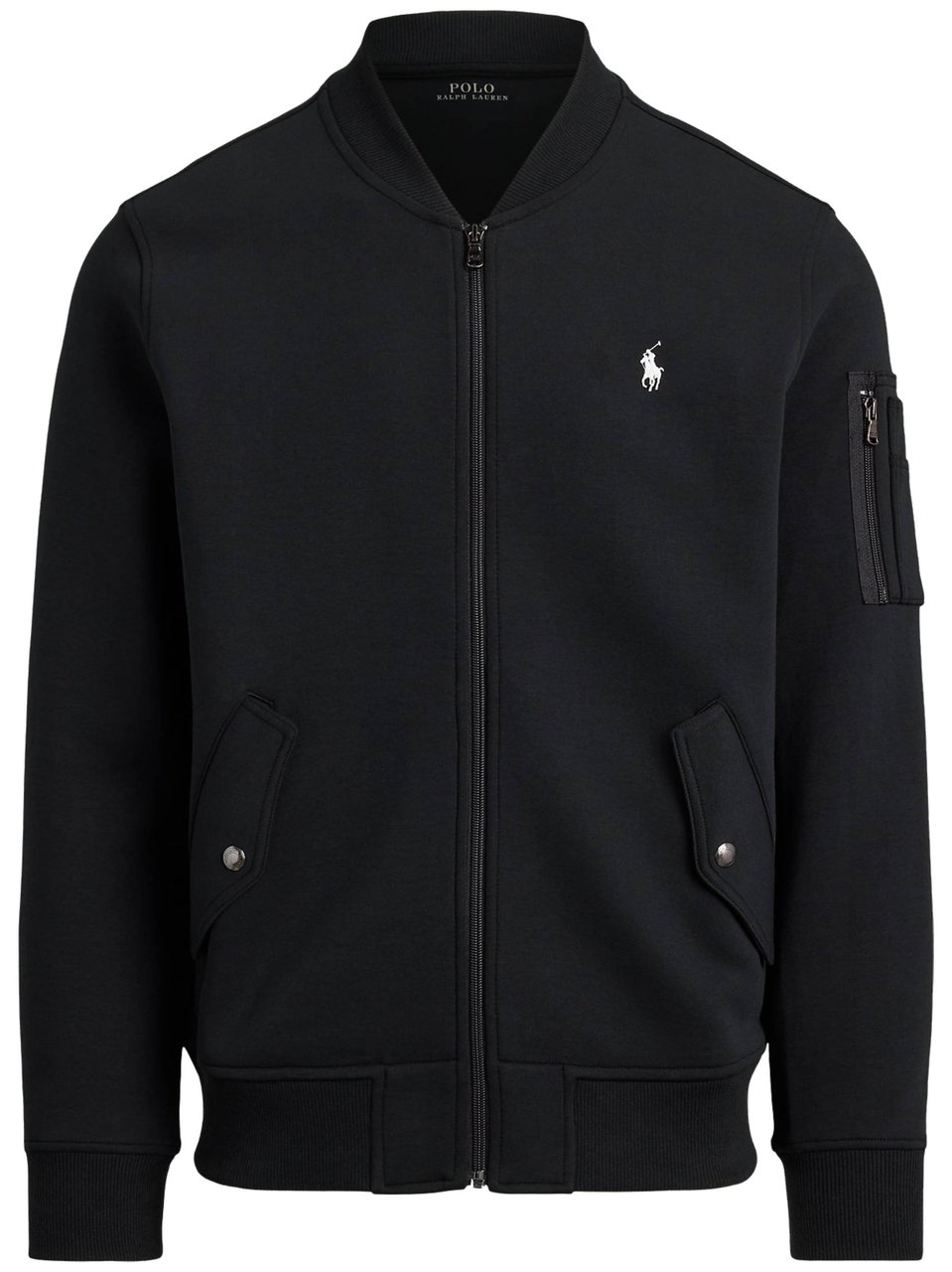 Ralph Lauren Black Full-Zip Sleeve Pocket Sweatshirt Zwart