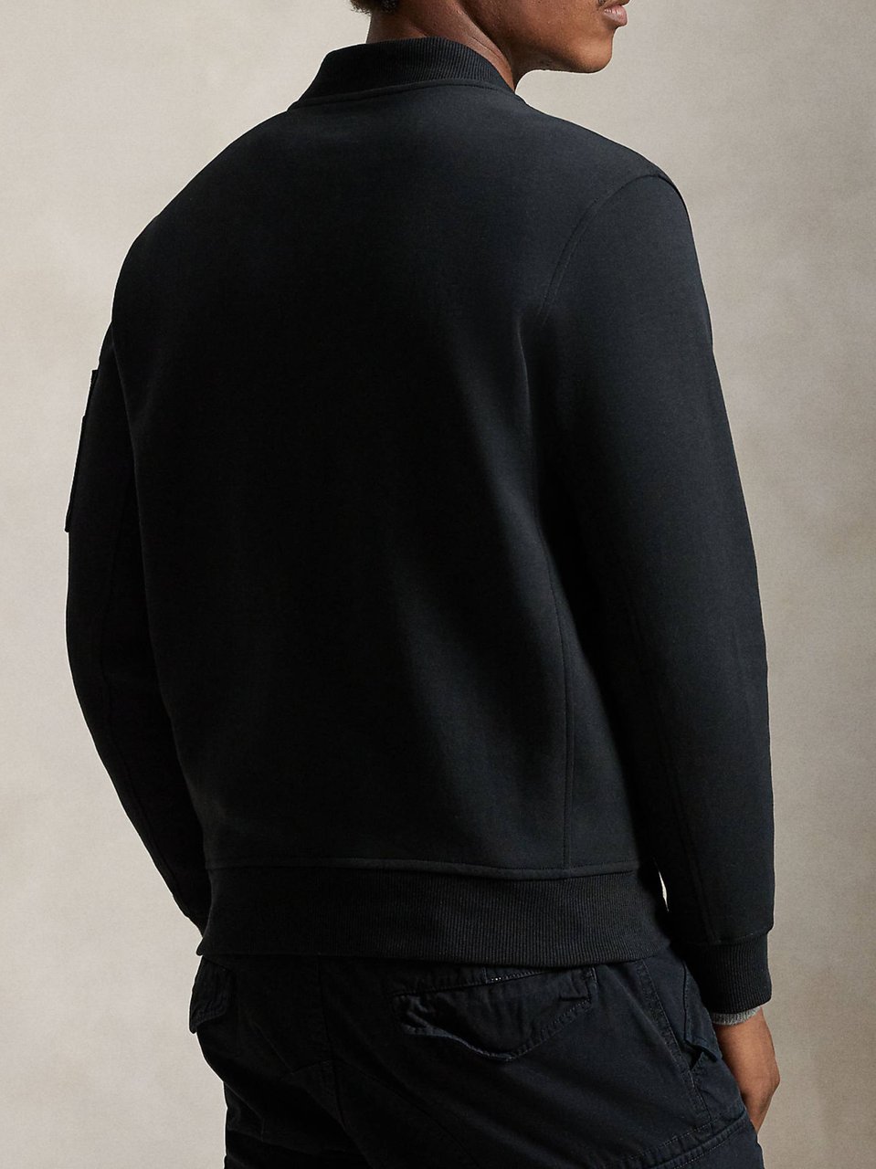 Ralph Lauren Black Full-Zip Sleeve Pocket Sweatshirt Zwart