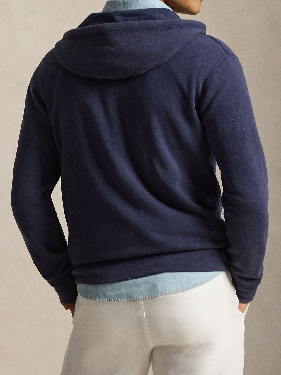 Ralph Lauren Navy Blue Sweatshirt Full-Zip Cotton Hoodie Zwart