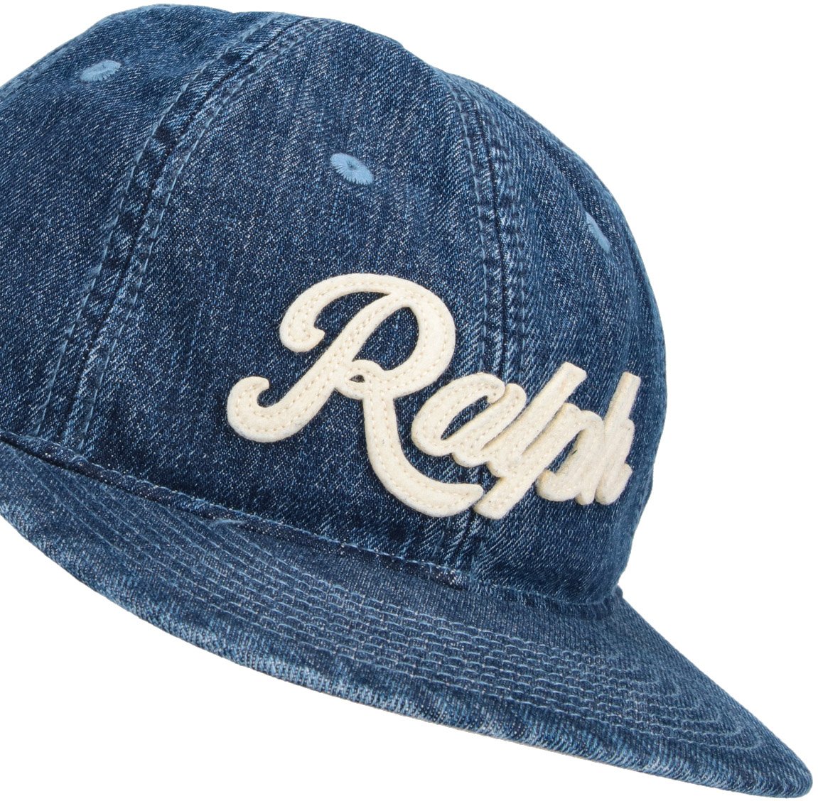 Ralph Lauren Blue Six-Panel Embroidered Denim Hat Blauw