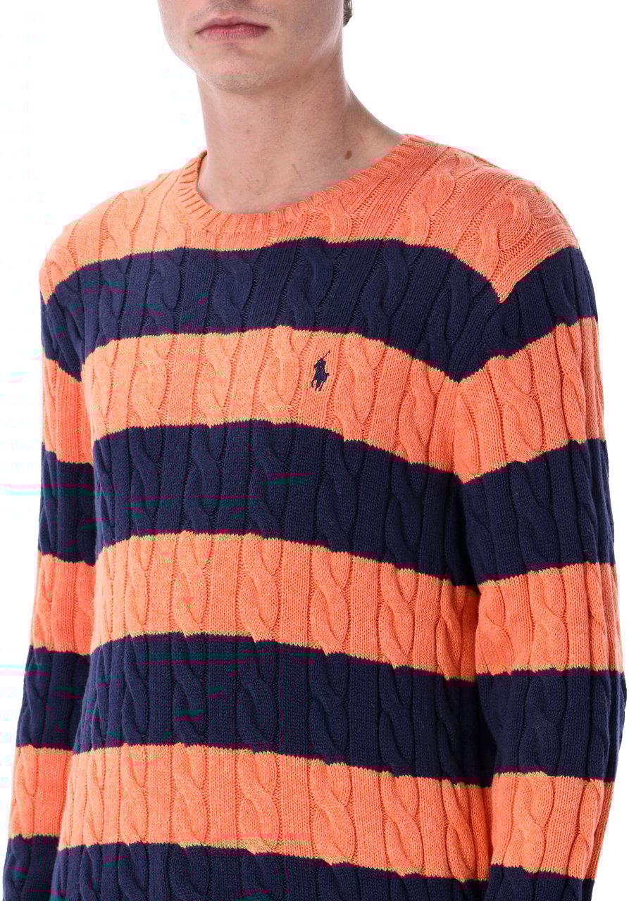 Ralph Lauren Cable Stripes Orange Navy Oranje