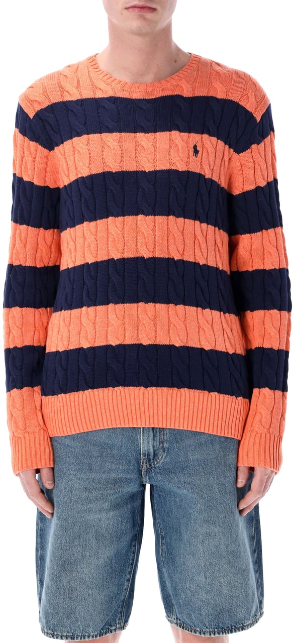 Ralph Lauren Cable Stripes Orange Navy Oranje