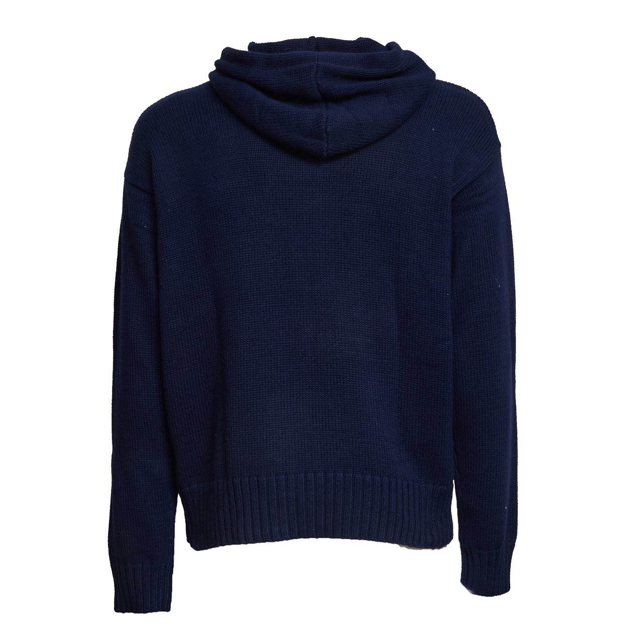 Ralph Lauren Polo Intarsia Cotton Hooded Sweater Zwart