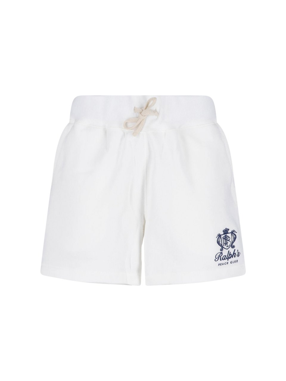 Ralph Lauren White Minimalist Drawstring Logo Shorts Wit