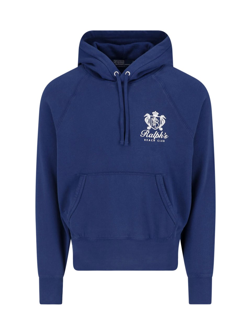 Ralph Lauren Blue Cotton Logo Print Hoodie Blauw