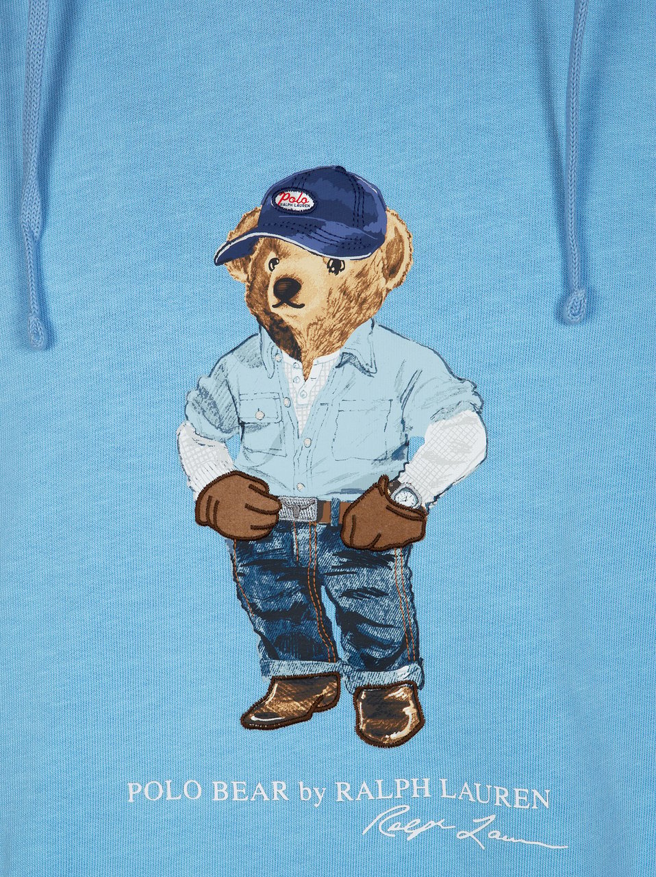 Ralph Lauren Playful Bear Graphic Drawstring Hoodie Blauw