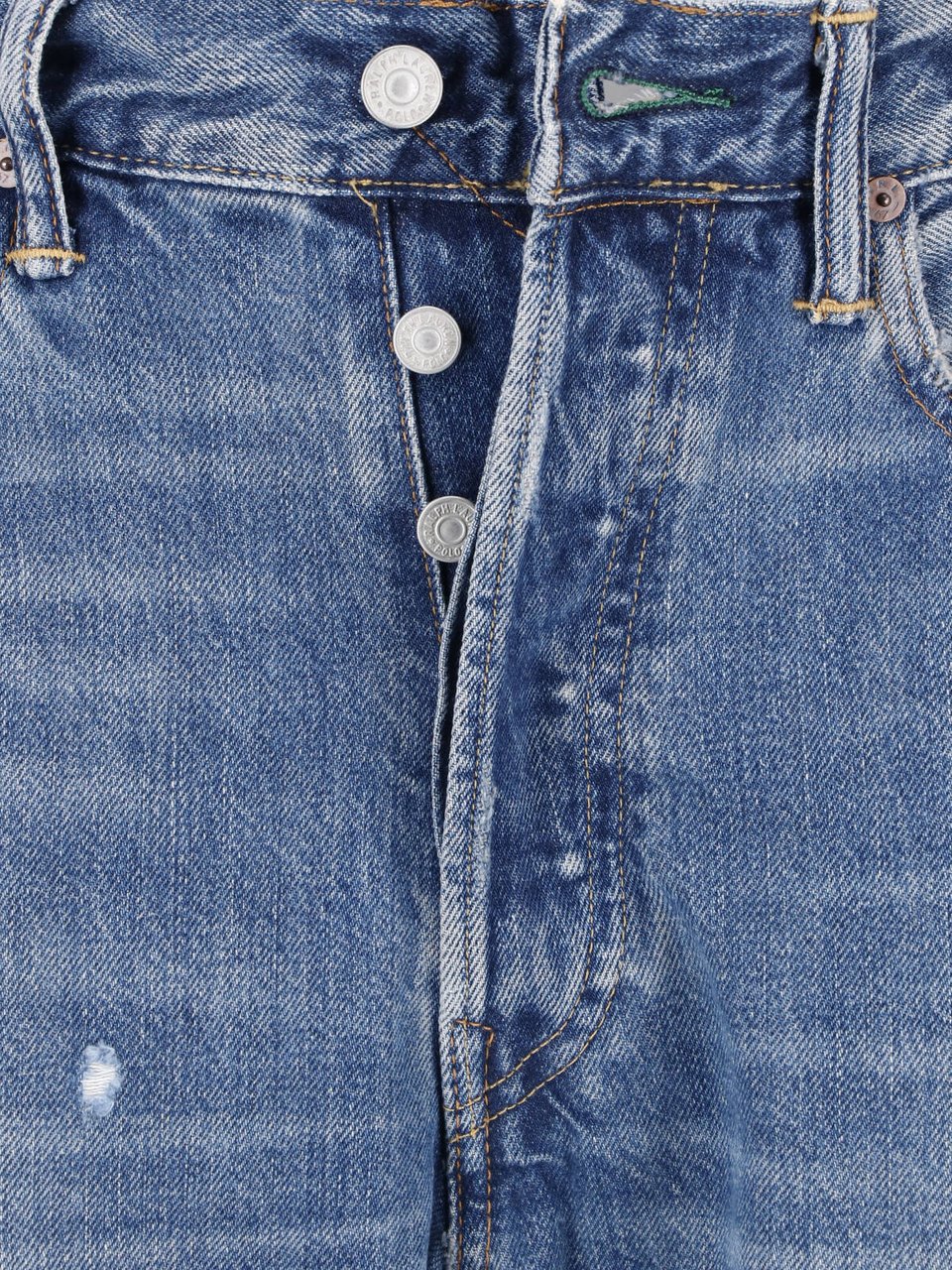 Ralph Lauren Blue Distressed Straight-Leg Denim Jeans Blauw
