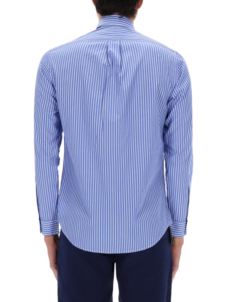 Ralph Lauren Blue Striped Cotton Button-Down Shirt Blauw