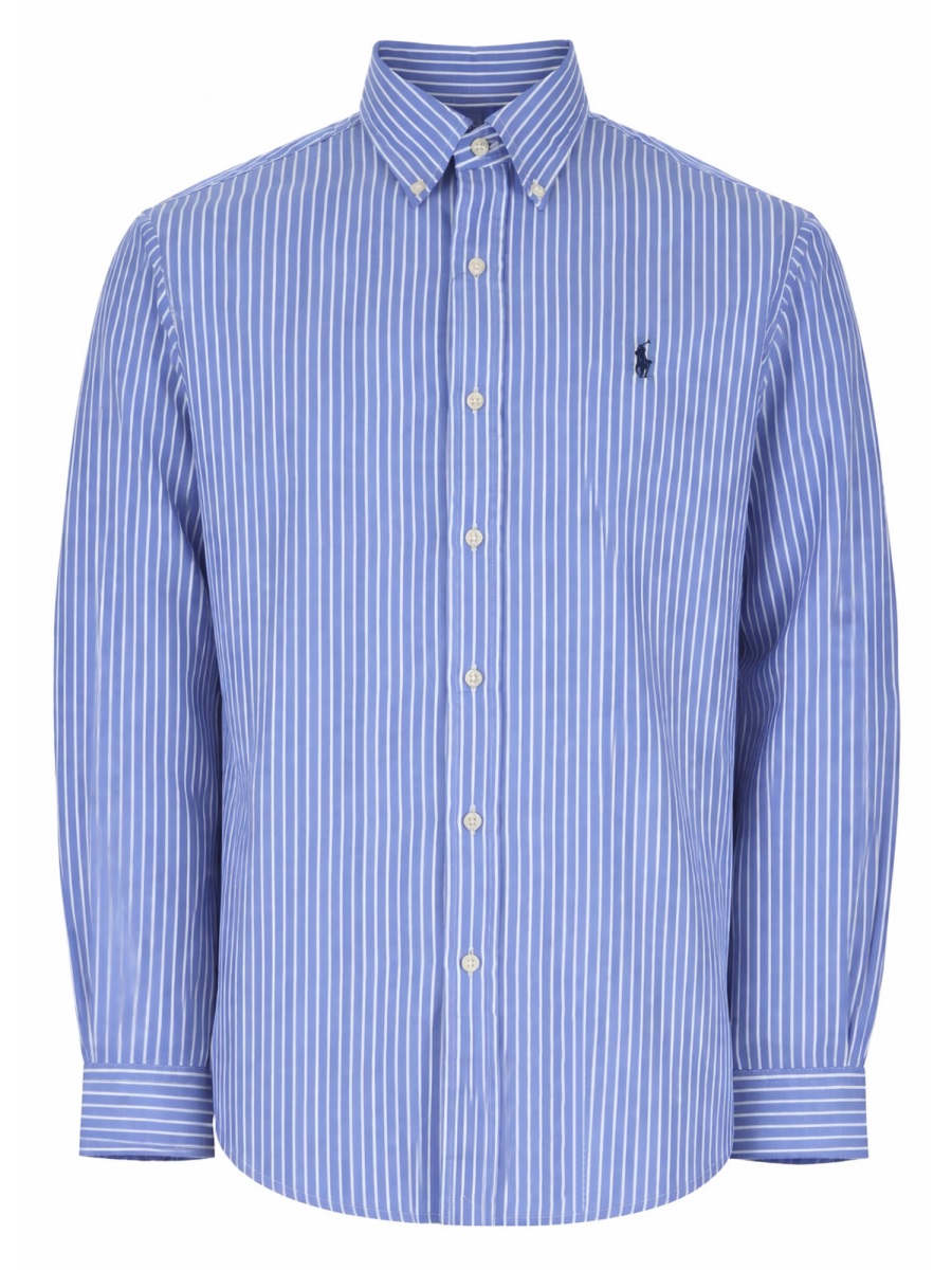 Ralph Lauren Blue Striped Cotton Button-Down Shirt Blauw