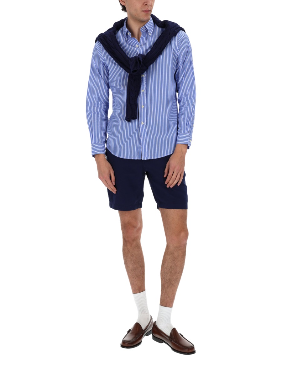 Ralph Lauren Blue Striped Cotton Button-Down Shirt Blauw