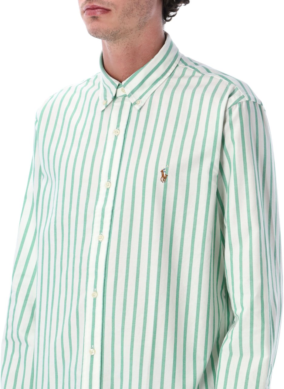 Ralph Lauren Custom Fit Stripes Shirt Verde Groen