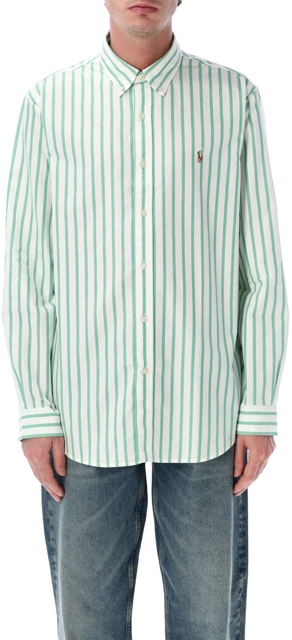 Ralph Lauren Custom Fit Stripes Shirt Verde Groen