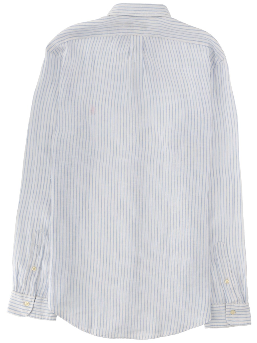 Ralph Lauren Vertical Stripe Linen Casual Shirt Wit