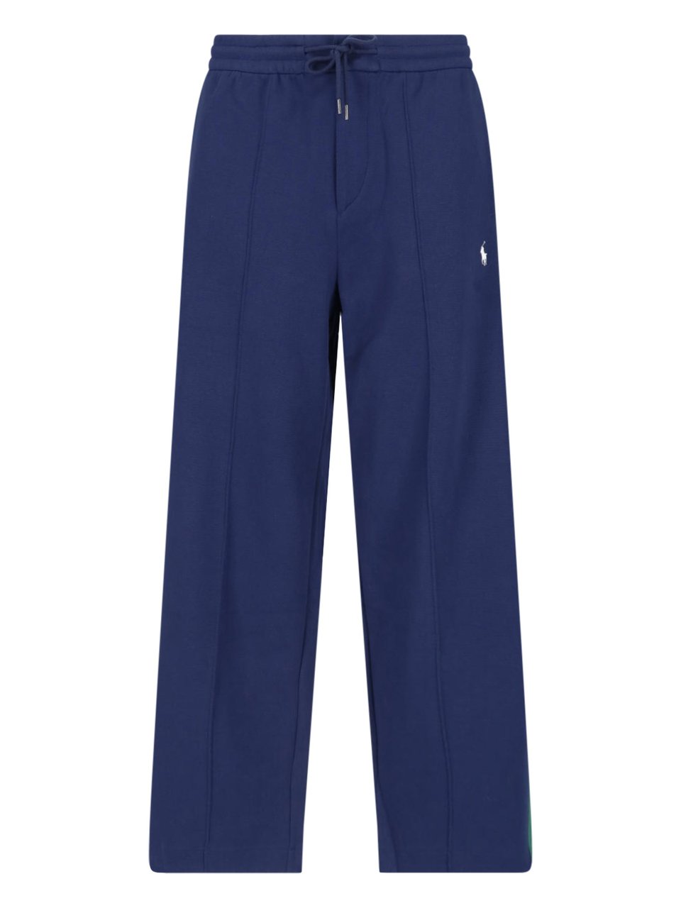 Ralph Lauren Blue Elastic Waist Wide-Leg Trousers Blauw