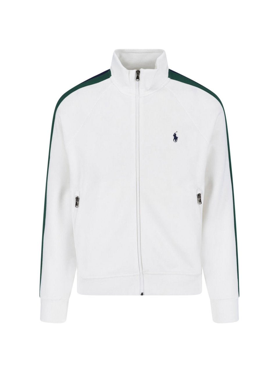 Ralph Lauren White Zip-Up Cotton Blend Sweatshirt Wit
