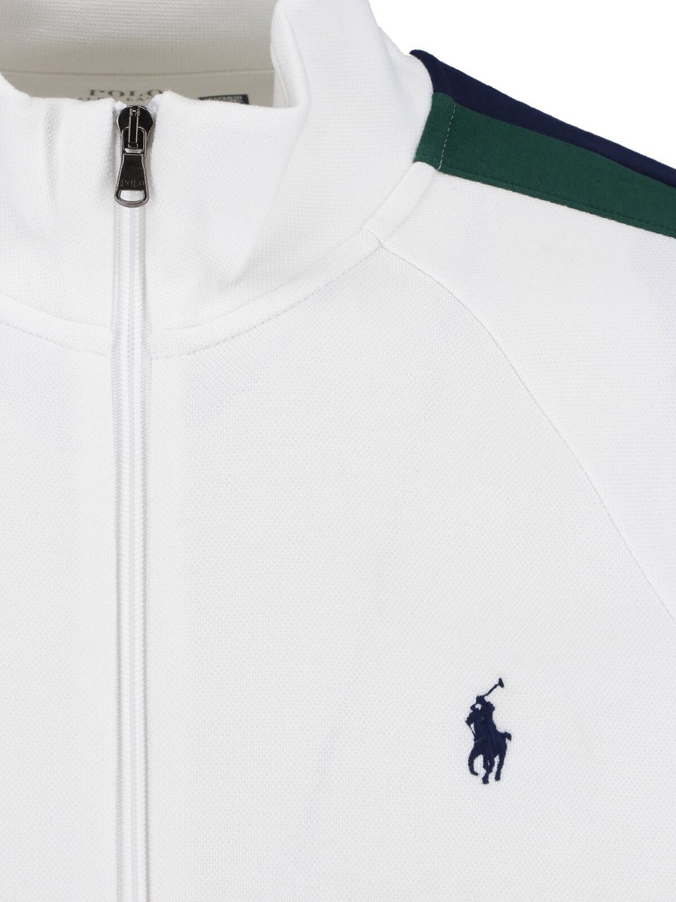 Ralph Lauren White Zip-Up Cotton Blend Sweatshirt Wit