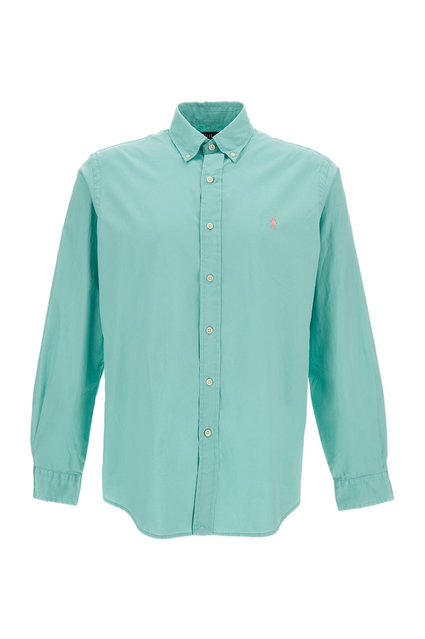 Ralph Lauren Ultralight Cotton Twill Shirt with Iconic Pony Logo Groen