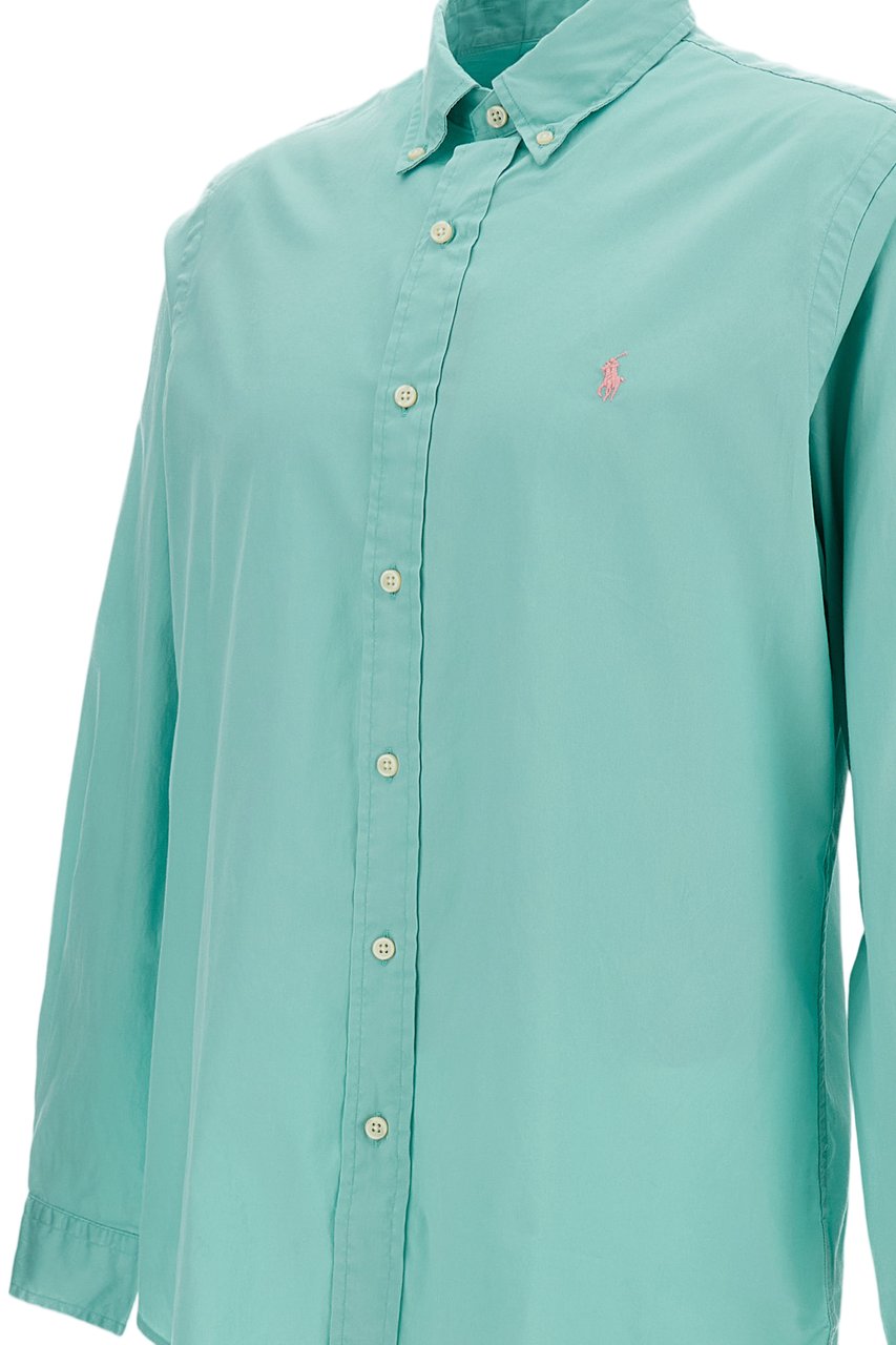 Ralph Lauren Ultralight Cotton Twill Shirt with Iconic Pony Logo Groen