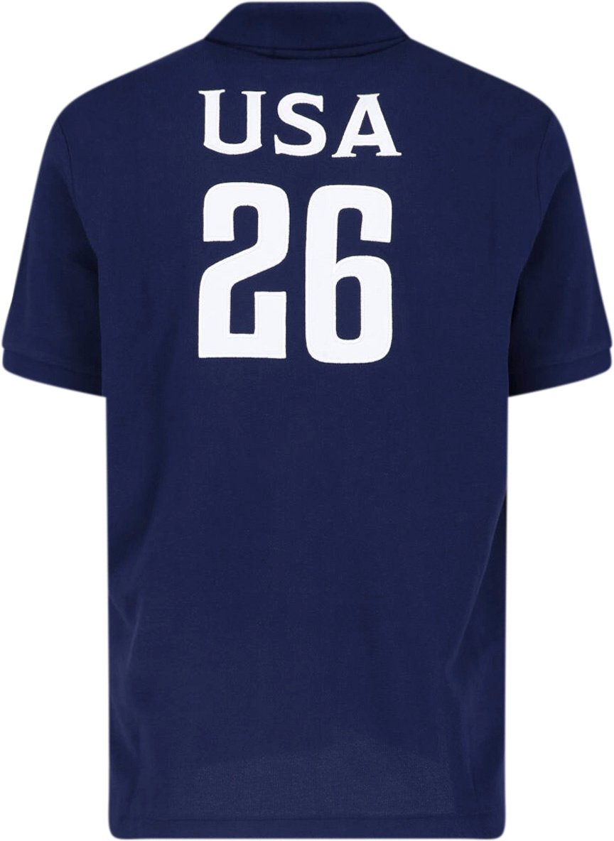 Ralph Lauren Classic Fit Polo Shirt with USA Prints Blauw