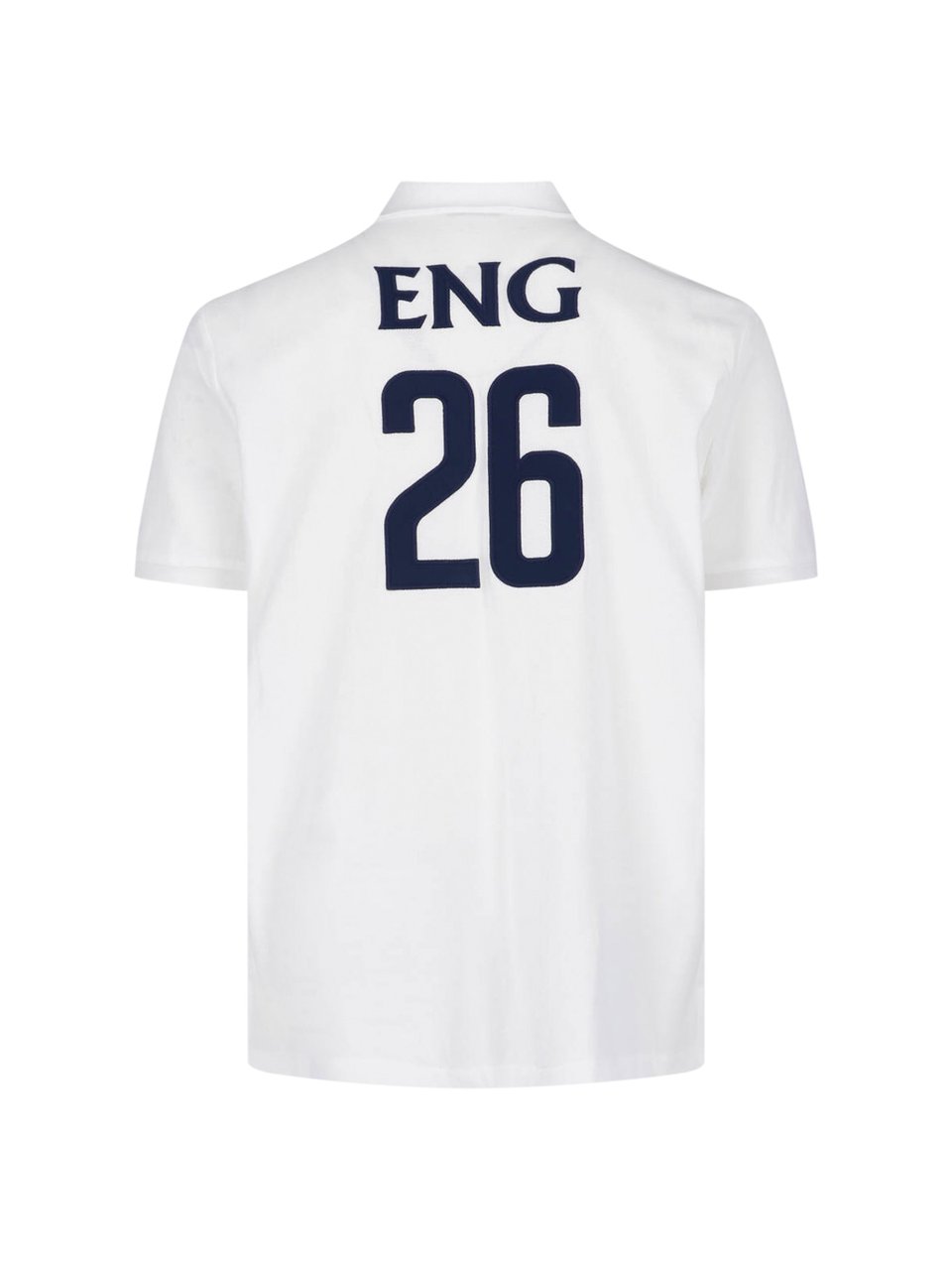 Ralph Lauren Classic White Polo Shirt with Navy Text and Embroidered Crest Wit