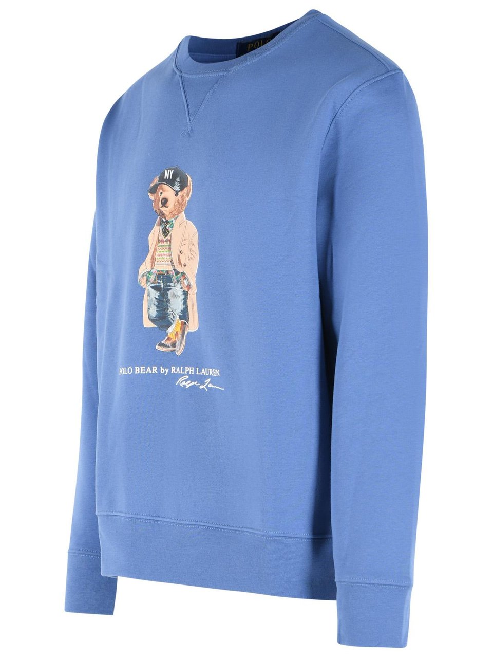 Ralph Lauren Cotton Blend Sweatshirt With Bear Graphic Print Blauw