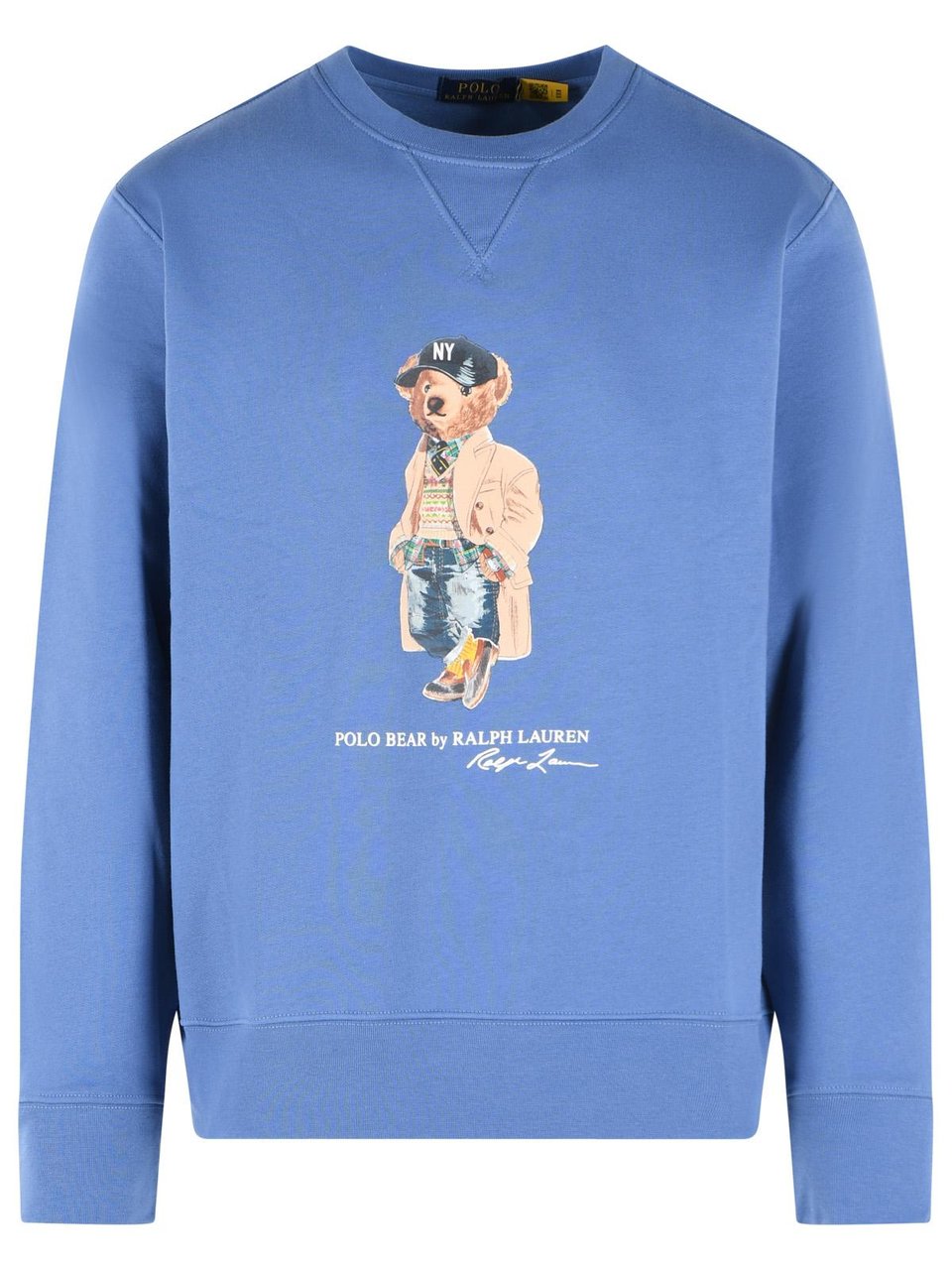 Ralph Lauren Cotton Blend Sweatshirt With Bear Graphic Print Blauw