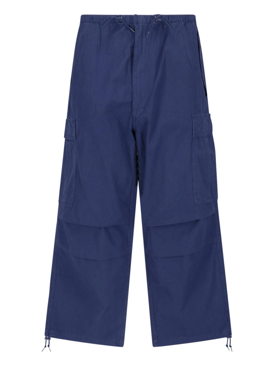 Ralph Lauren Navy Blue Wide-Leg Cotton Cargo Trousers Blauw