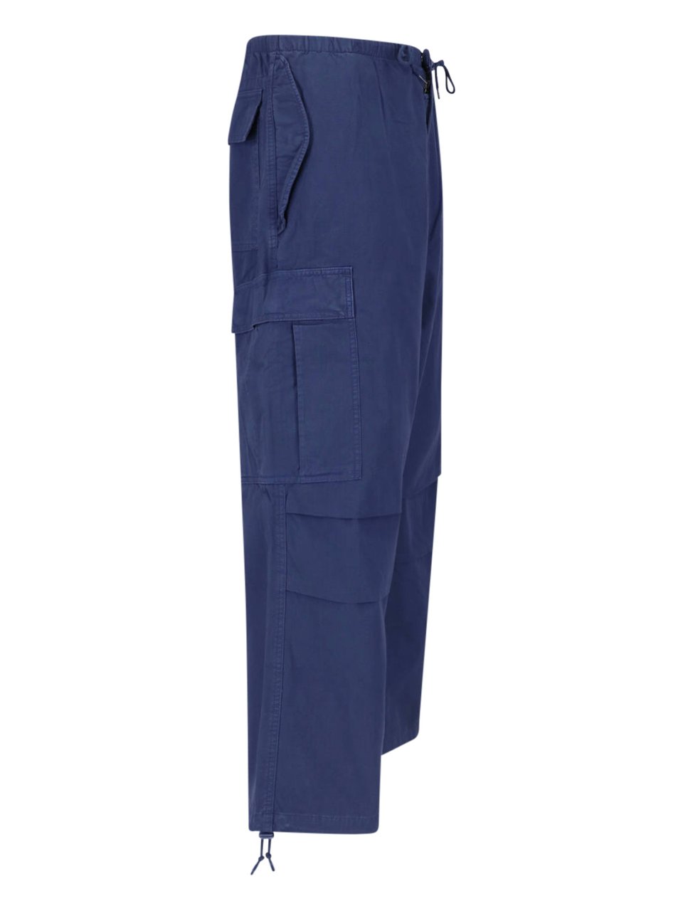 Ralph Lauren Navy Blue Wide-Leg Cotton Cargo Trousers Blauw