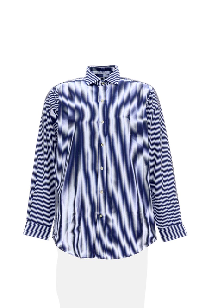 Ralph Lauren Vertical Stripe Cotton Shirt with Classic Collar Blauw