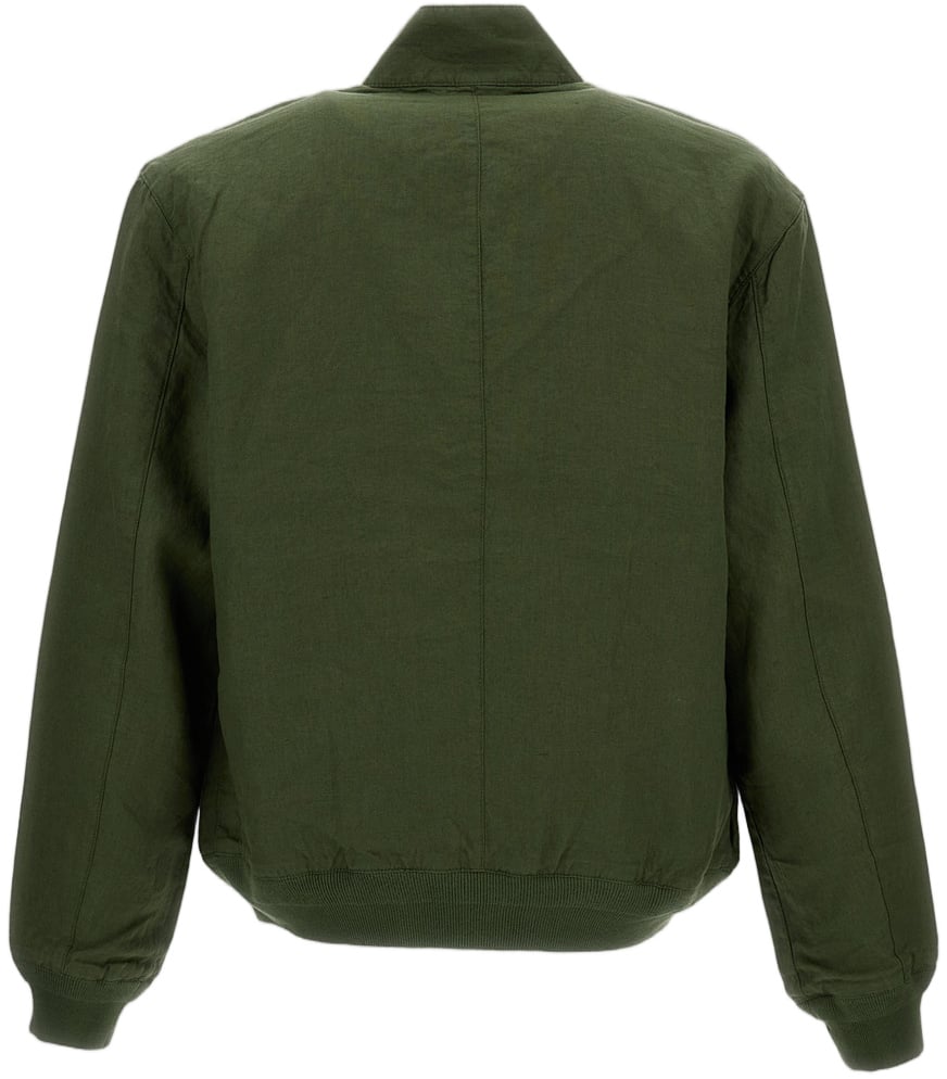 Ralph Lauren Green Linen Short Jacket with Ribbed Cuffs Groen