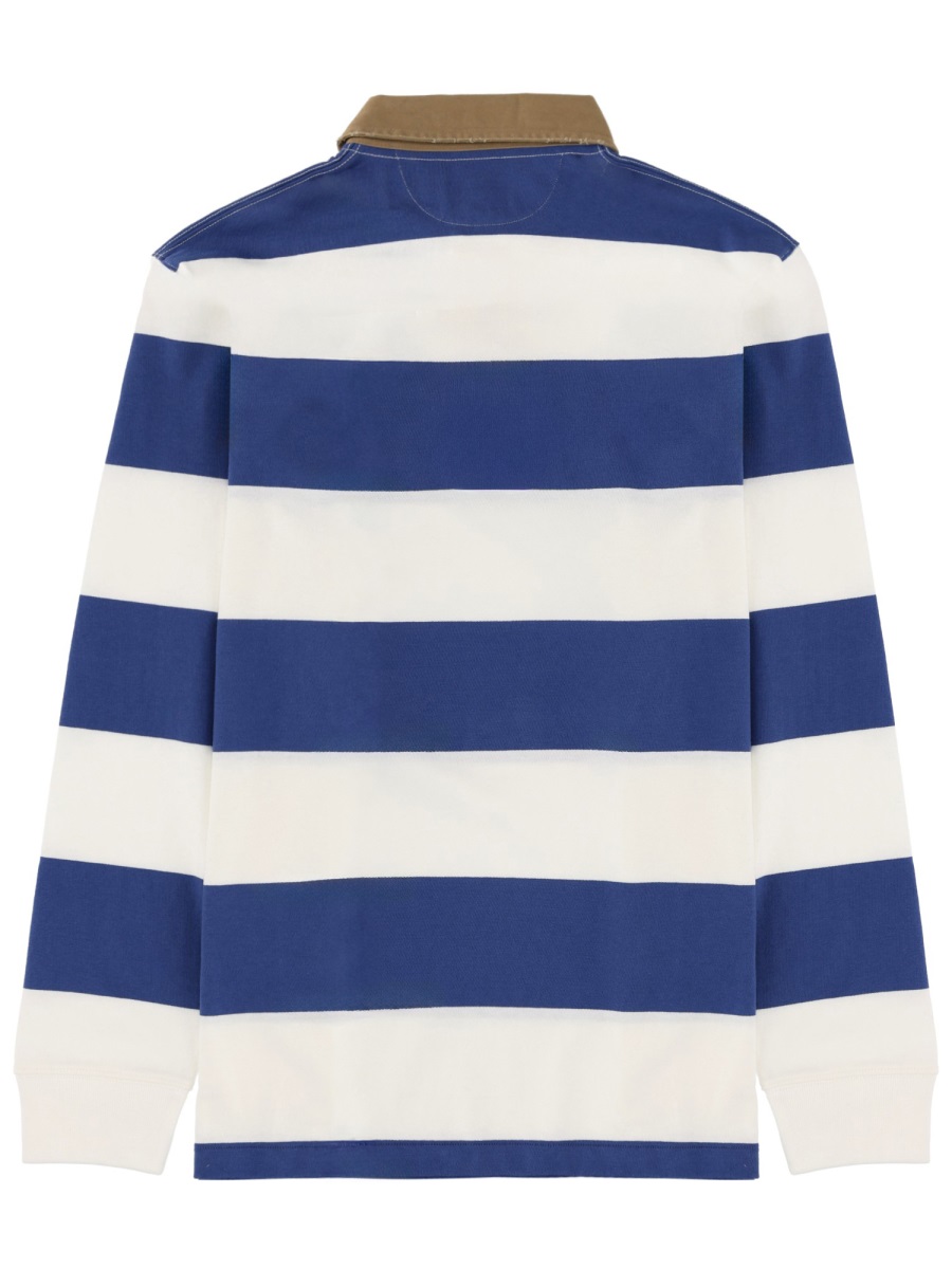 Ralph Lauren Blue Horizontal Stripe Rugby Polo Shirt Blauw