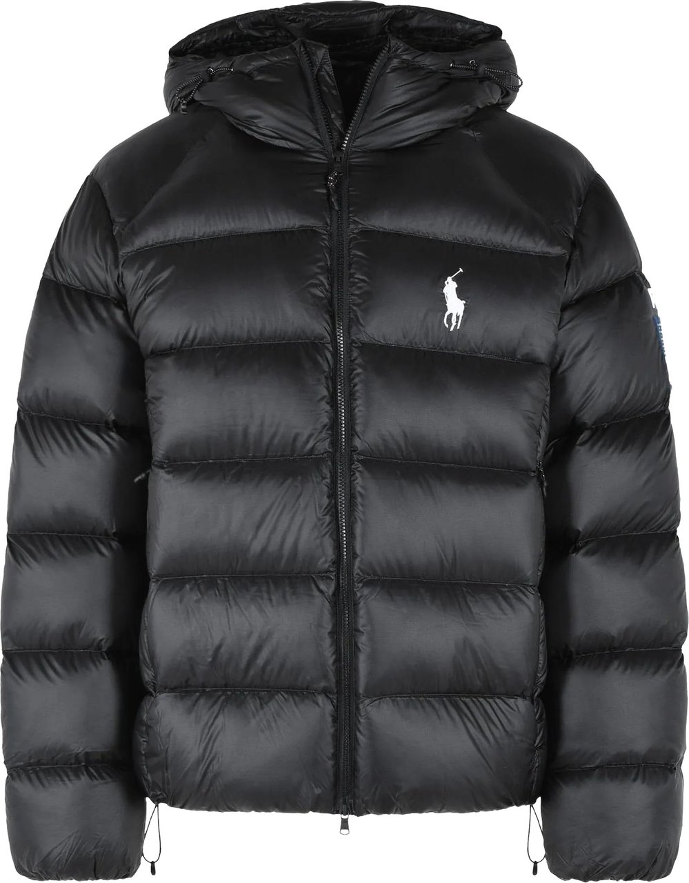 Ralph Lauren Black Bomber Jacket Quilted Puffer Jacket Zwart
