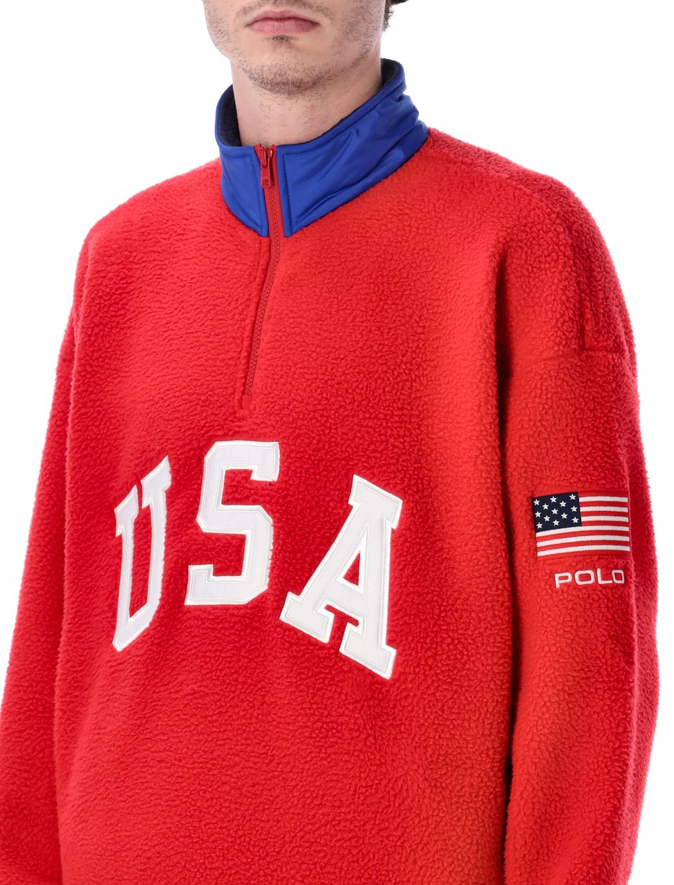Ralph Lauren Knit-Half Zip-Sweatshirt Rosso Rood