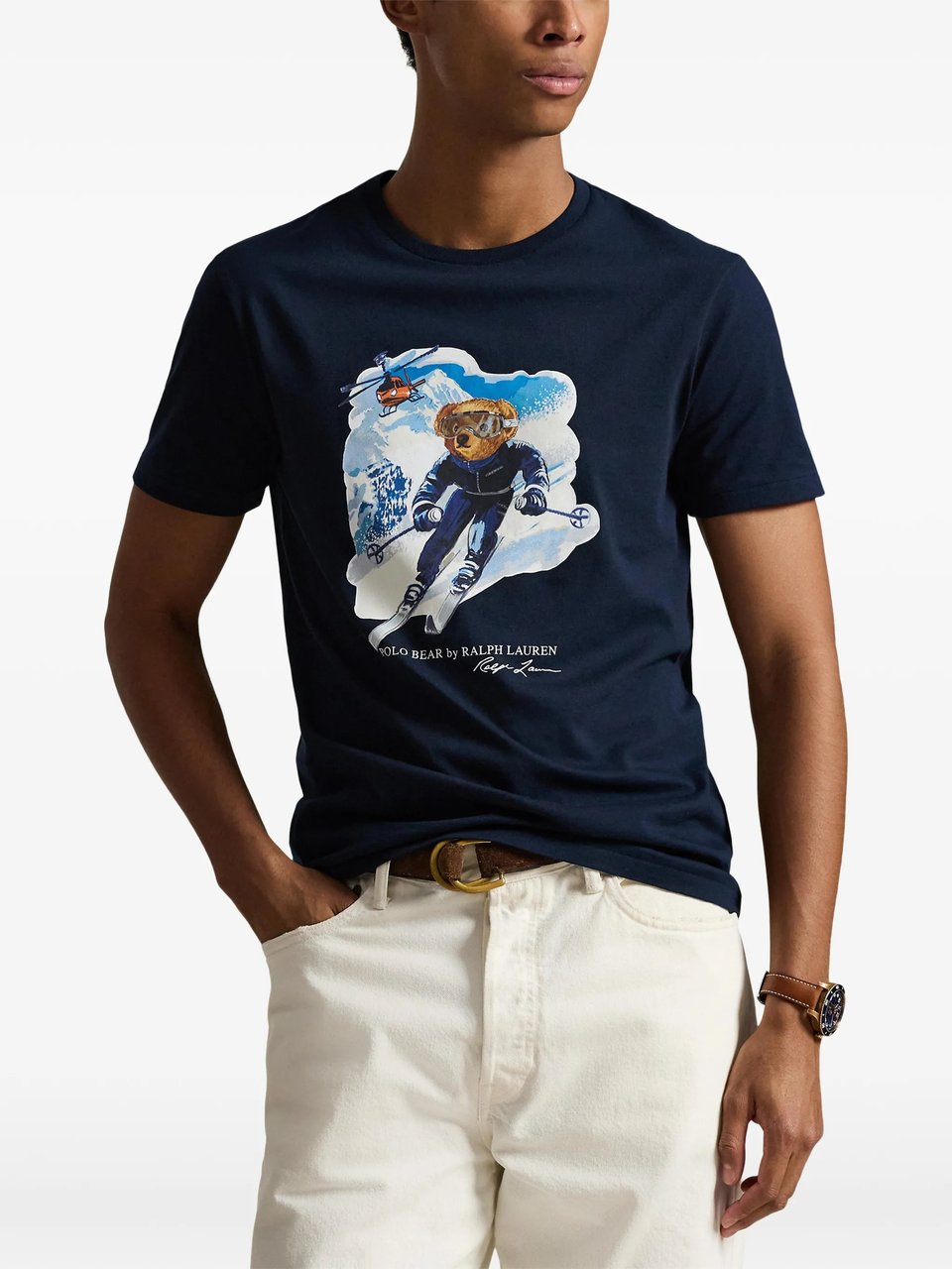 Ralph Lauren Short Sleeve Skiing Bear Graphic Tee Zwart
