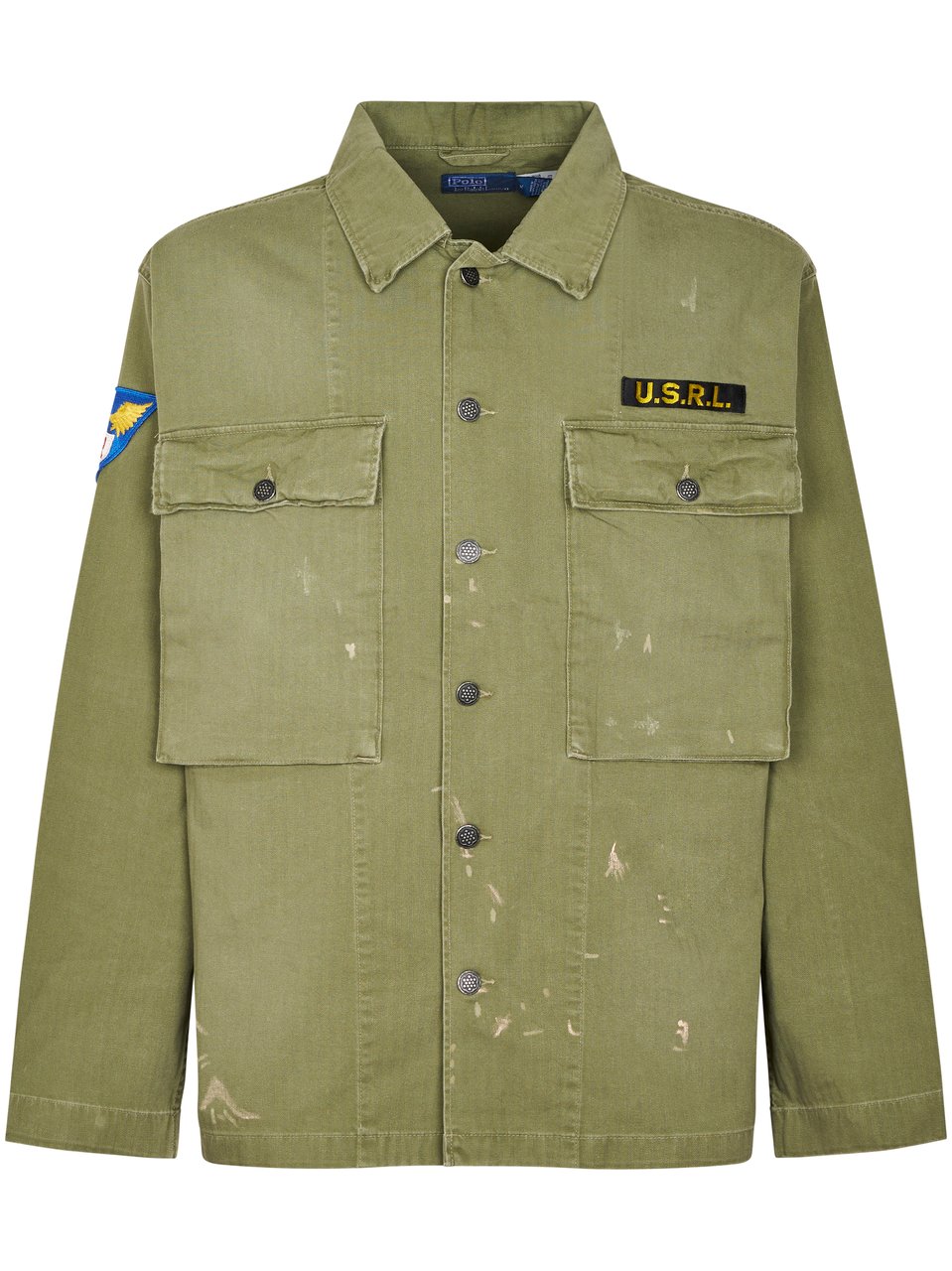 Ralph Lauren Boxy Fit Woven Sport Shirt with Military-Inspired Detailing Neutraal
