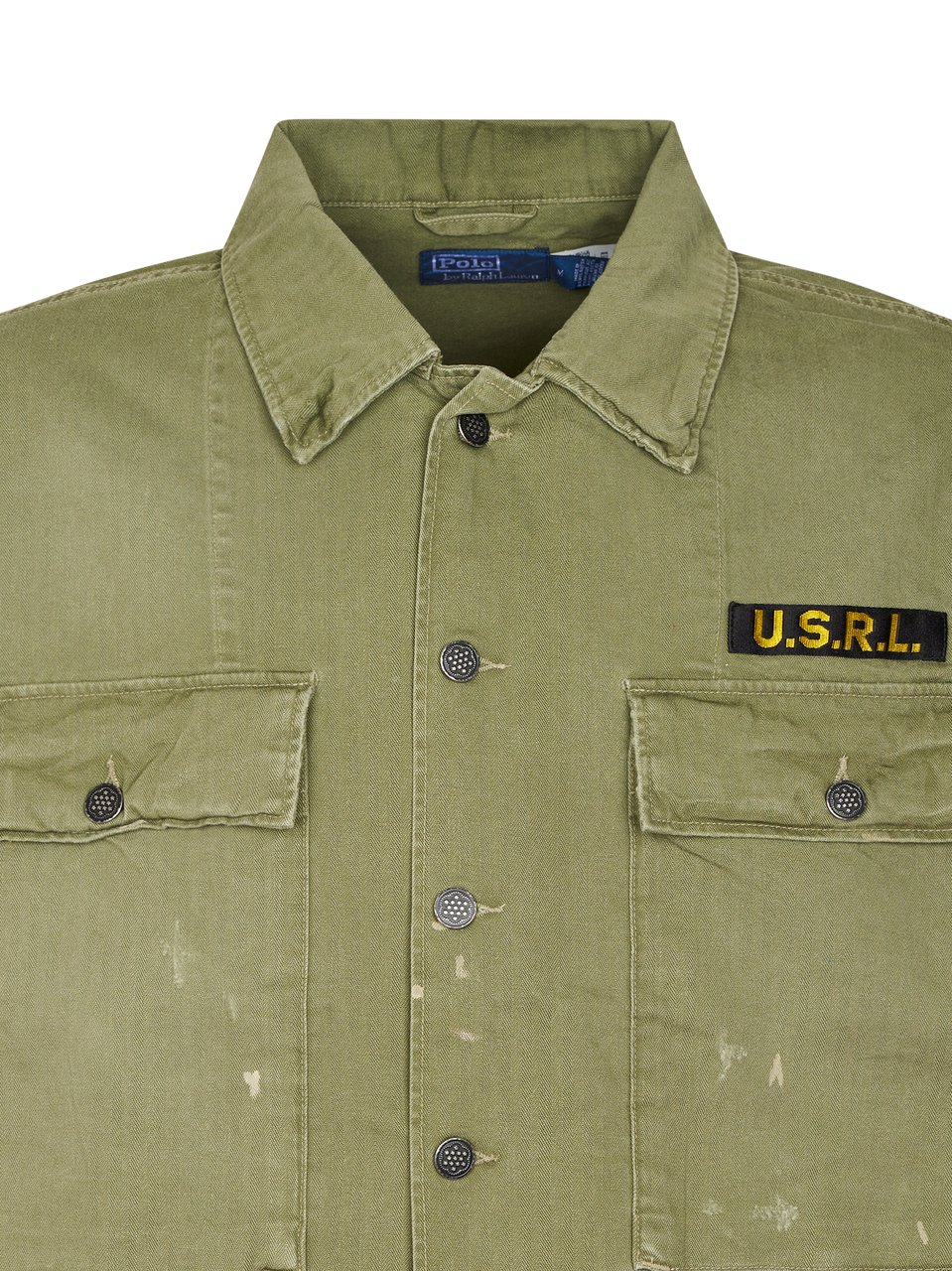 Ralph Lauren Boxy Fit Woven Sport Shirt with Military-Inspired Detailing Neutraal