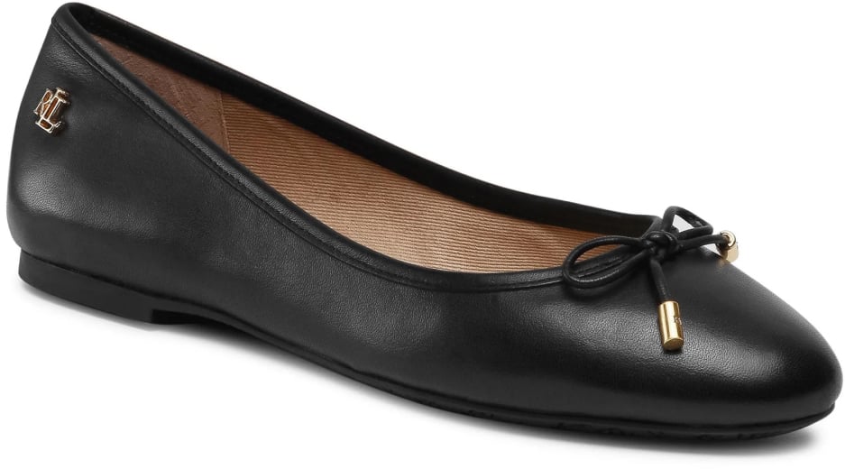 Ralph Lauren Jayna Leather Flats Ballerinas Zwart
