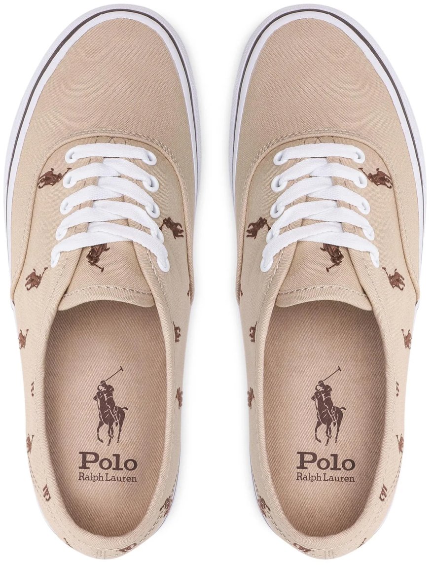 Ralph Lauren Keaton Pony Logo Skate Sneakers Beige
