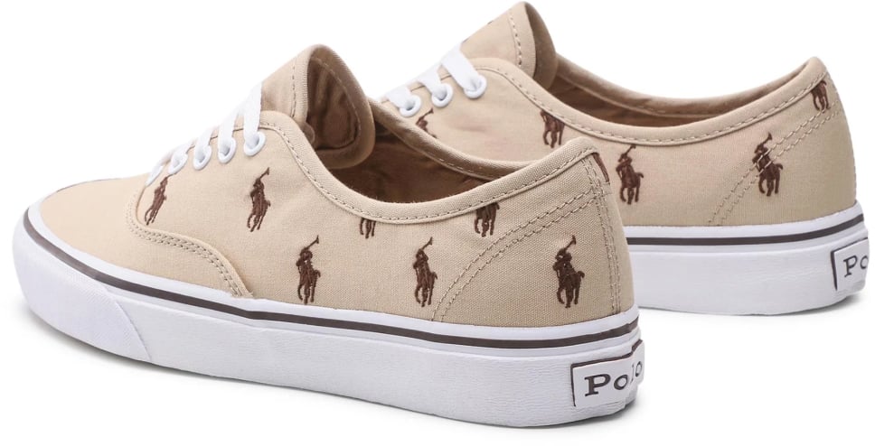 Ralph Lauren Keaton Pony Logo Skate Sneakers Beige