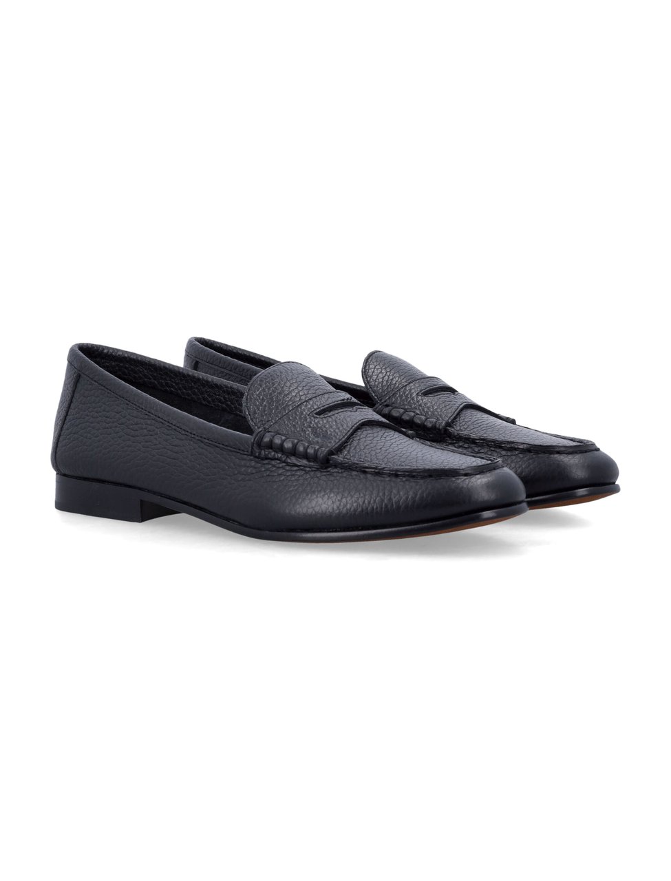 Ralph Lauren Loafer Pebble Leather Nero Zwart