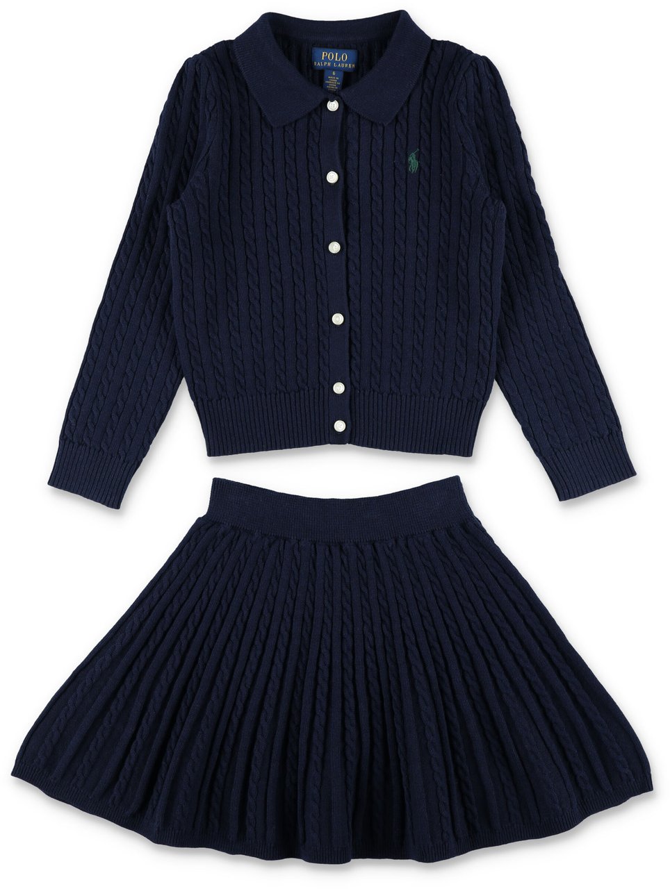 Ralph Lauren Set Knit+Skirt Blu Blauw