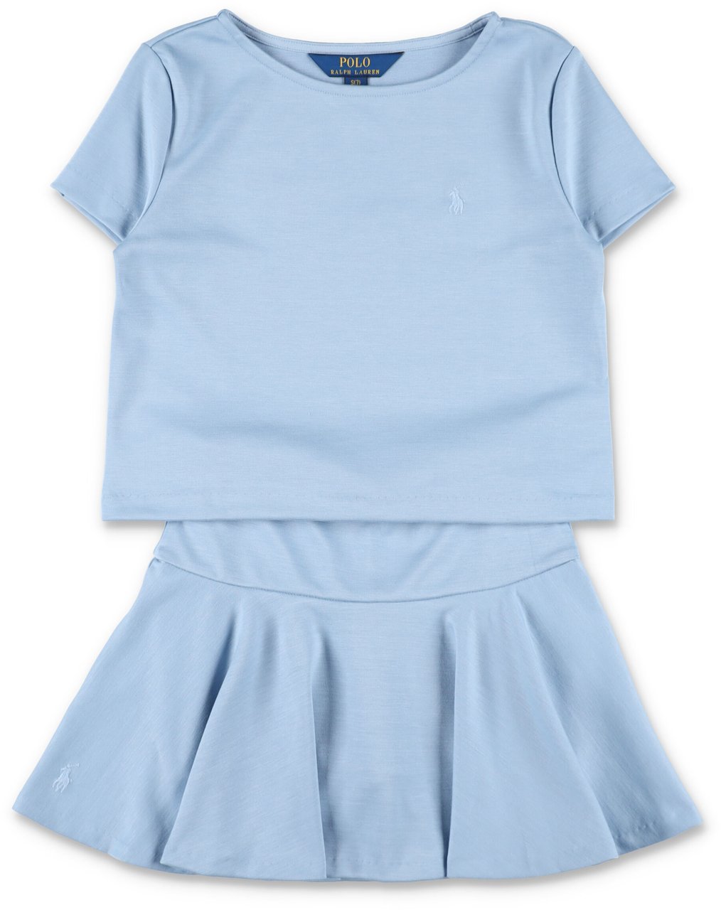Ralph Lauren Set Mini Skirt+Tee Blu Blauw