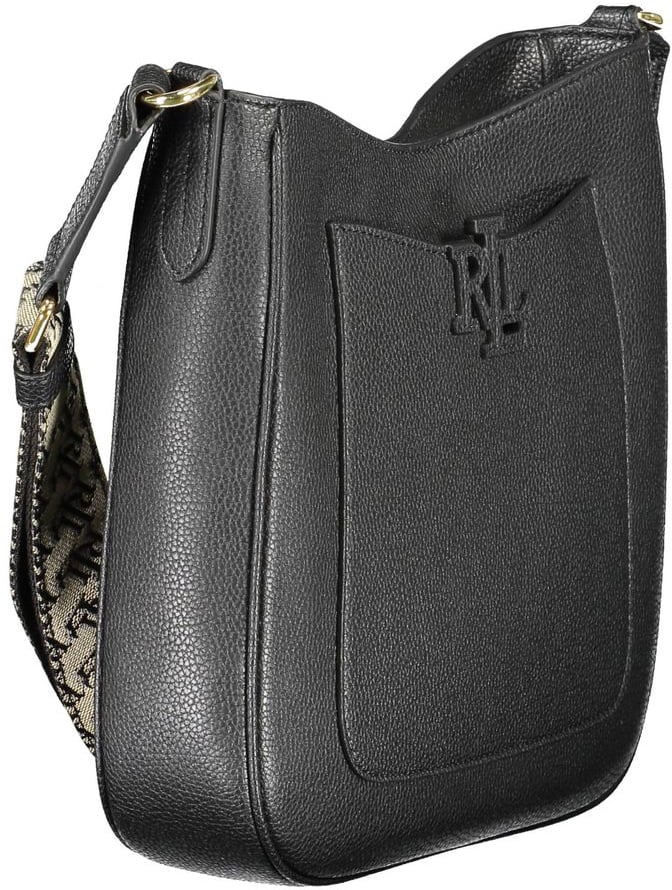 Ralph Lauren Nero Leather Women Shoulder Bag Zwart