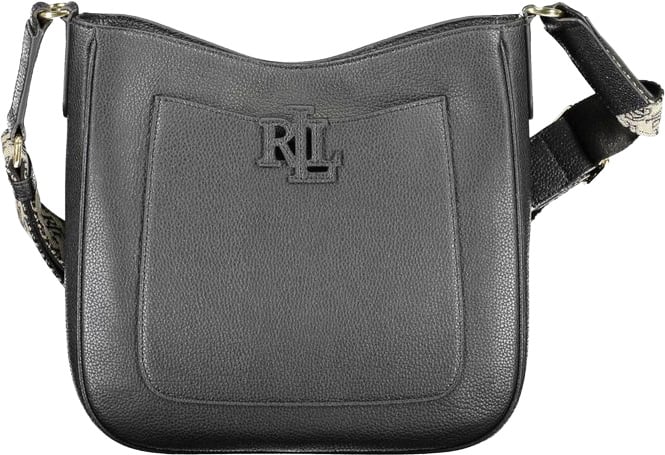 Ralph Lauren Nero Leather Women Shoulder Bag Zwart