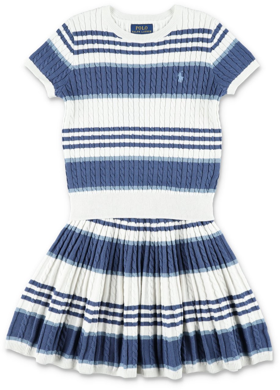 Ralph Lauren Set Knit+Skirt Stripes Bianco Wit
