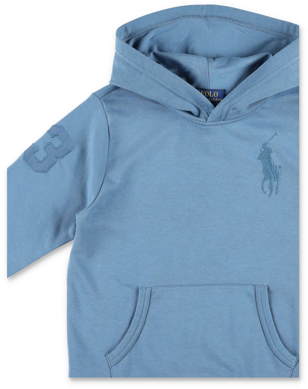 Ralph Lauren Hoodie Fleece 3/Sleeves Camp Blue Blauw