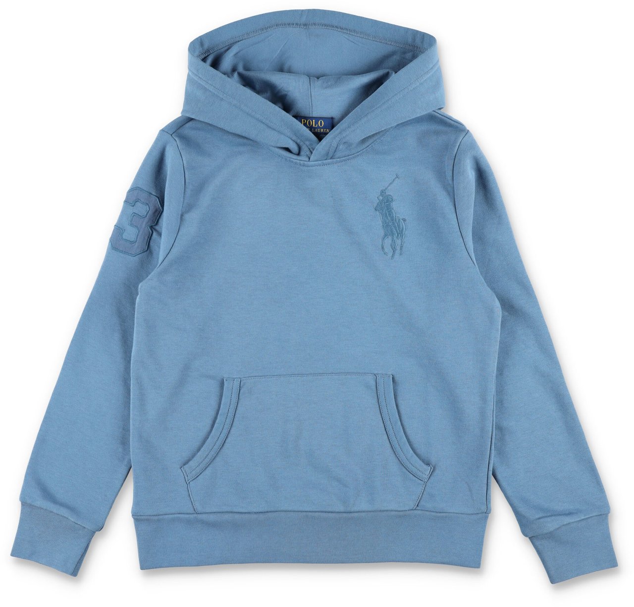 Ralph Lauren Hoodie Fleece 3/Sleeves Camp Blue Blauw