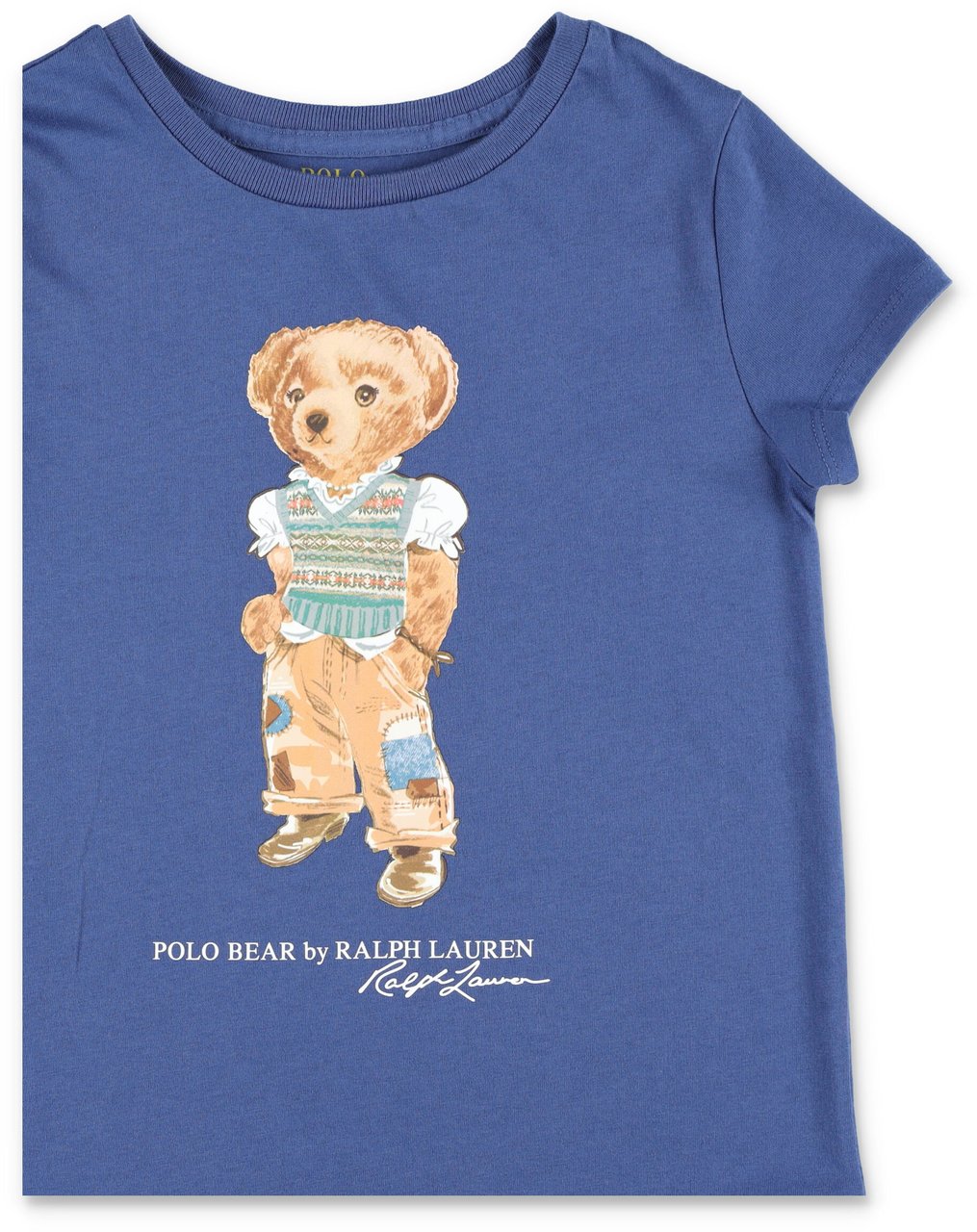 Ralph Lauren Cotton Dress Bear Blu Blauw